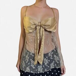 Tan silk and lace cami